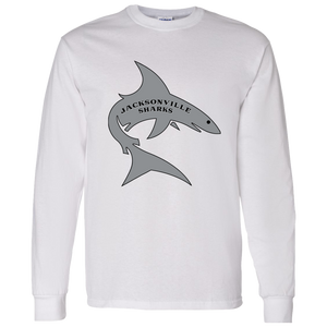Jacksonville Sharks Long Sleeve Shirt Classic WFL Football Team color White Jacksonville Sharks Long Sleeve Shirt Classic WFL Football Team color White
