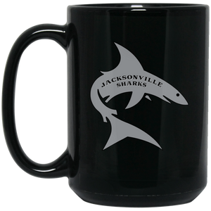 Jacksonville Sharks Mug 15 oz. Black Glossy Ceramic WFL Football Team Jacksonville Sharks Mug 15 oz. Black Glossy Ceramic WFL Football Team