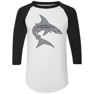 Jacksonville Sharks Raglan Shirt Colorblock WFL Football Team color White/Black Jacksonville Sharks Raglan Shirt Colorblock WFL Football Team color White/Black