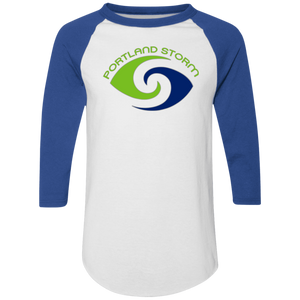Portland Storm Raglan Shirt Colorblock | WFL Football Team color White/Royal Blue Portland Storm Raglan Shirt Colorblock | WFL Football Team color White/Royal Blue
