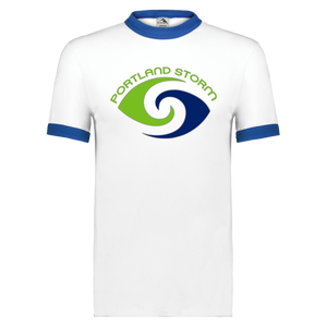 Portland Storm Ringer T-shirt WFL Football Team color White/Royal Blue Portland Storm Ringer T-shirt WFL Football Team color White/Royal Blue