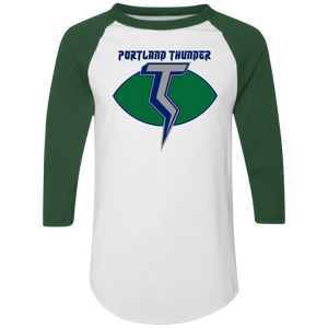 Portland Thunder Raglan Shirt Colorblock | WFL Football Team color White/Dark Green Portland Thunder Raglan Shirt Colorblock | WFL Football Team color White/Dark Green