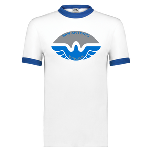 San Antonio Wings Ringer T-shirt WFL Football Team color White/Royal Blue San Antonio Wings Ringer T-shirt WFL Football Team color White/Royal Blue