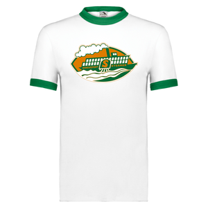 Shreveport Steamer Ringer T-shirt WFL Football Team color White/Kelly Green Shreveport Steamer Ringer T-shirt WFL Football Team color White/Kelly Green