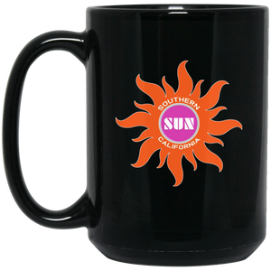 Southern California Sun Mug 15 oz. Black Glossy Ceramic WFL Football Team Southern California Sun Mug 15 oz. Black Glossy Ceramic WFL Football Team