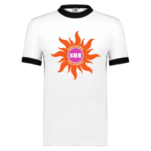 Southern California Sun Ringer T-shirt WFL Football Team color White/Black Southern California Sun Ringer T-shirt WFL Football Team color White/Black