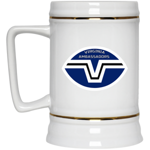 Virginia Ambassadors Beer Stein 22 oz. White Ceramic | WFL Football Team Virginia Ambassadors Beer Stein 22 oz. White Ceramic | WFL Football Team
