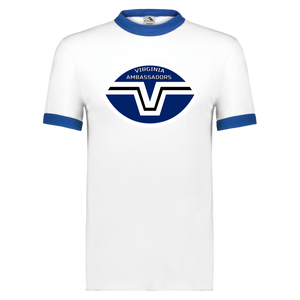 Virginia Ambassadors Ringer T-shirt | WFL Football Team color White/Royal Blue Virginia Ambassadors Ringer T-shirt | WFL Football Team color White/Royal Blue