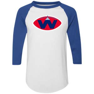 Washington Ambassadors Raglan Shirt Colorblock WFL Football Team color White/Royal Blue Washington Ambassadors Raglan Shirt Colorblock WFL Football Team color White/Royal Blue