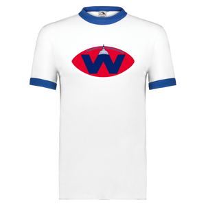 Washington Ambassadors Ringer T-shirt WFL Football Team color White/Royal Blue Washington Ambassadors Ringer T-shirt WFL Football Team color White/Royal Blue