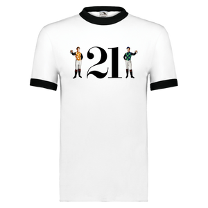 21 Club Ringer T-shirt New York City Nightclub Fashion color White/Black 21 Club Ringer T-shirt New York City Nightclub Fashion color White/Black