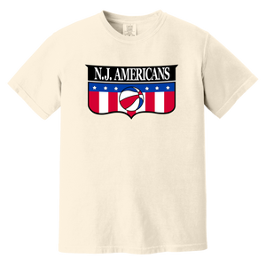 New Jersey Americans T-shirt Heavyweight ABA Basketball Team Fan Apparel Tee color Ivory