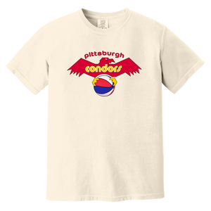 Pittsburgh Condors T-shirt Heavyweight ABA Basketball Team Fan Apparel Tee color Ivory