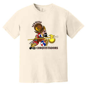 San Diego Conquistadors T-shirt Heavyweight ABA Basketball Team Fan Apparel Tee color Ivory