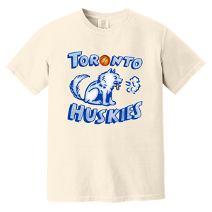 Toronto Huskies T-shirt Heavyweight NBA Basketball Team Fan Apparel Tee color Ivory