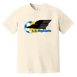 Los Angeles Skyhawks T-shirt Heavyweight ASL Soccer Team Fan Apparel Tee color Ivory