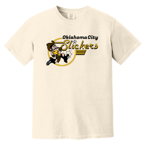 Oklahoma City Slickers T-shirt Heavyweight ASL Soccer Team Fan Apparel Tee color Ivory