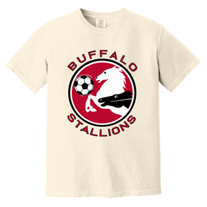 Buffalo Stallions T-shirt Heavyweight MISL Soccer Team Fan Apparel Tee color Ivory