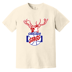 Chicago Stags T-shirt Heavyweight NBA Basketball Team Fan Apparel Tee color Ivory
