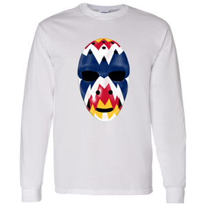 Colorado Rockies NHL Doug Favell Goalie Mask Long Sleeve Shirt color White
