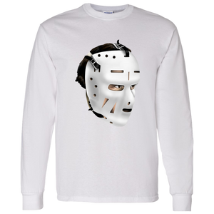 Boston Bruins NHL Ed Johnston Goalie Mask Long Sleeve Shirt color White