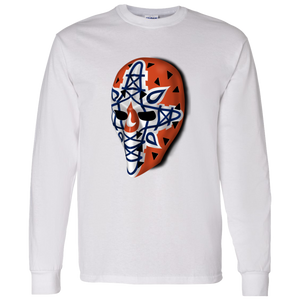 Edmonton Oilers NHL Gary Edwards Goalie Mask Long Sleeve Shirt color White