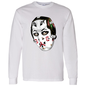 Chicago Blackhawks NHL Murray Bannerman Goalie Mask Long Sleeve Shirt color White