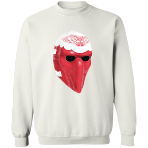 Detroit Red Wings NHL Ron Low Goalie Mask Sweatshirt Crewneck Pullover color White