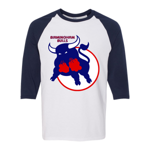 Birmingham Bulls WHA Hockey Raglan Shirt  3/4 Sleeve in White/Navy