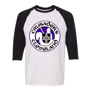 Cleveland Crusaders WHA Hockey Raglan Shirt  3/4 Sleeve in White/Black