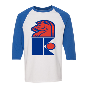 Jersey Knights WHA Hockey Raglan Shirt  3/4 Sleeve in White/Royal Blue