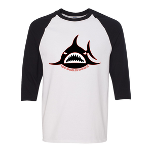Los Angeles Sharks WHA Hockey Raglan Shirt  3/4 Sleeve in White/Black