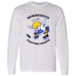 Minnesota Fighting Saints WHA Hockey Long Sleeve Shirt in White