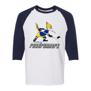 Phoenix Roadrunners WHA Hockey Raglan Shirt  3/4 Sleeve in White/Navy