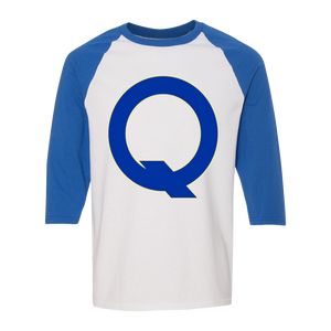 Quebec Bulldogs WHA Hockey Raglan Shirt  3/4 Sleeve in White/Royal Blue