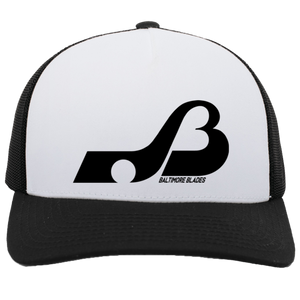 Baltimore Blades WHA Hockey Team Snapback Trucker Cap in White/Black