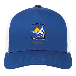 Minnesota Fighting Saints WHA Hockey Team Snapback Trucker Cap in Royal Blue/White