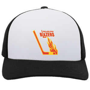 Philadelphia Blazers WHA Hockey Team Snapback Trucker Cap in White/Black