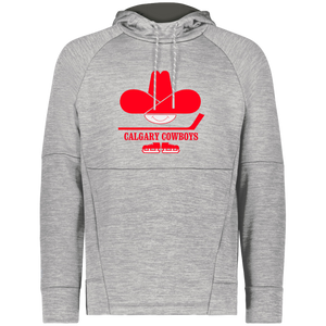 Calgary Cowboys WHA Hockey Fleece Performance Hoodie in Athletic Grey