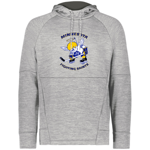 Minnesota Fighting Saints WHA Hockey Fleece Performance Hoodie in Athletic Grey