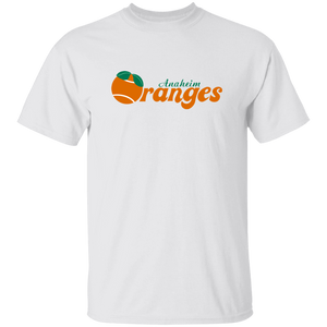 Vintage-style Anaheim Oranges WTT T-shirt with retro 1970s team logo graphic in white