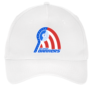 Vintage Baltimore Banners World Team Tennis twill cap with seamless 5-panel front and retro logo in white