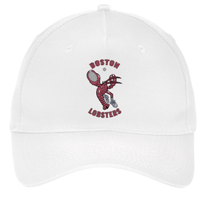 Vintage Boston Lobsters World Team Tennis twill cap with seamless 5-panel front and retro logo in white