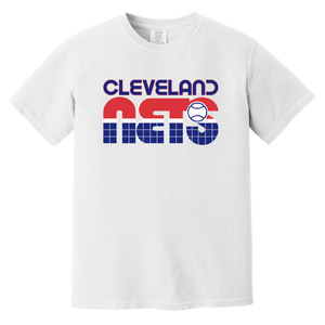 Vintage-style Cleveland Nets WTT T-shirt with retro 1970s team logo graphic in white