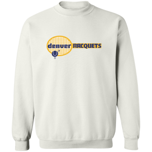 Retro Denver Racquets crewneck pullover sweatshirt featuring vintage WTT tennis team logo in white