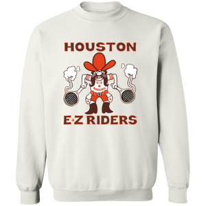 Retro Houston E-Z Riders crewneck pullover sweatshirt featuring vintage WTT tennis team logo in white