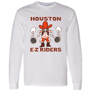 Retro Houston E-Z Riders long sleeve shirt featuring vintage WTT tennis team logo in White