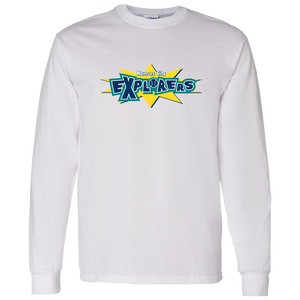 Retro Kansas City Explorers long sleeve shirt featuring vintage WTT tennis team logo in White