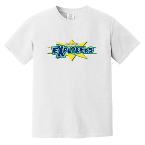 Vintage-style Kansas City Explorers WTT T-shirt with retro 1970s tennis team logo graphic in white