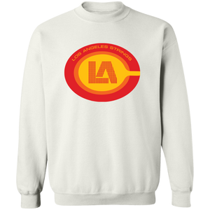 Retro Los Angeles Strings crewneck pullover sweatshirt featuring vintage WTT tennis team logo in white